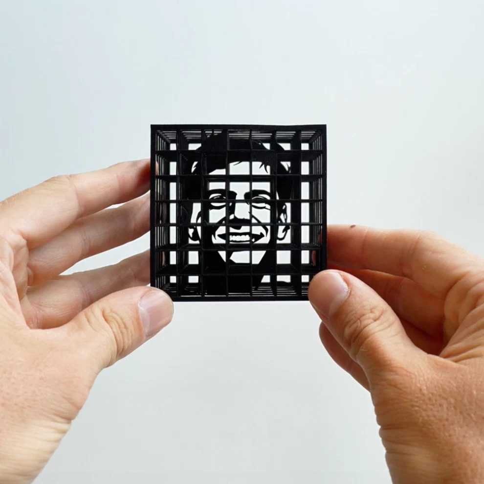 Printed illusion cube — portrait example